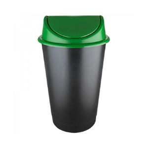 Cos de gunoi DacEnergy, realizat din plastic, cu capac batant, capacitatea 60 l, verde