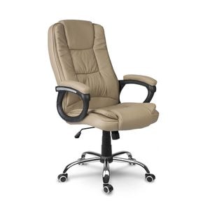 Scaun birou DacEnergy, spatar moale, strat dublu de burete, forma ergonomica, suport lombar, 125x60 cm, piele, bej