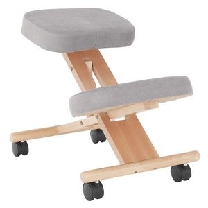 Scaun birou DacEnergy, realizat din lemn, tapitat, ergonomic, 46x65x52-72 cm, gri-maro