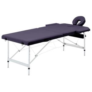 Masa de masaj pliabila vidaXL, 2 zone, violet, aluminiu