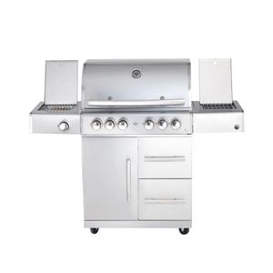 Gratar pe gaz din inox ALL'GRILL Top-Line Chef L 500904-S24, cu 4.2 arzatoare si sertare de depozitare, suprafata de gatit 71 x 46 cm, Argintiu