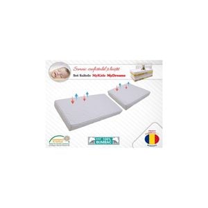 Set saltele copii MyKids, MyDreams II, Compozitie cocos-burete-cocos, 120x80x08 cm, 50x80x08 cm, Alb