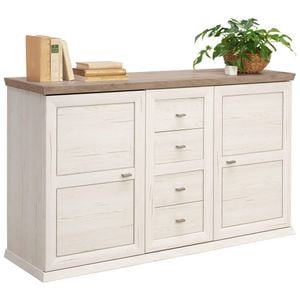 Comoda cu usi Hom'in, 149x89.5x43 cm, 2 usi, gri-alb