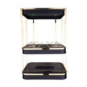 Organizator bucatarie TRENDY'S, cu trei nivele 36x25x36 cm, negru-gold