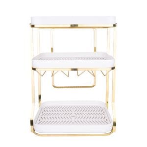 Organizator bucatarie TRENDY'S, cu trei nivele 36x25x36 cm, alb-gold