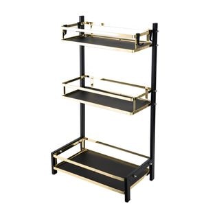 Suport vesela TRENDY'S, cu trei nivele, 32.5x20x60 cm, negru-gold