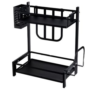 Suport vesela TRENDY'S, cu doua nivele si suport tacamuri, 32.5x20x40 cm, negru