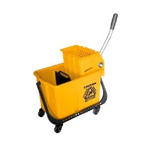 Galeata profesionala DacEnergy, confectionata din plastic durabil, separator de apa curata si murdara, presa de stors, 20 l, cu roti, galbena