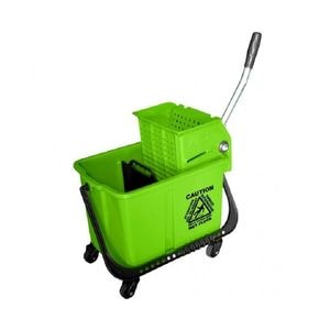 Galeata profesionala DacEnergy, confectionata din plastic durabil, separator de apa curata si murdara, presa de stors, 20 l, cu roti, verde