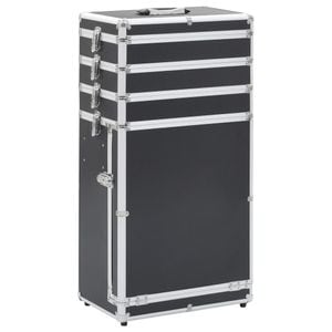 Troler de cosmetice, 37x24x74 cm, aluminiu, negru