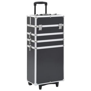 Troler de cosmetice, 37x22x78 cm, aluminiu, negru