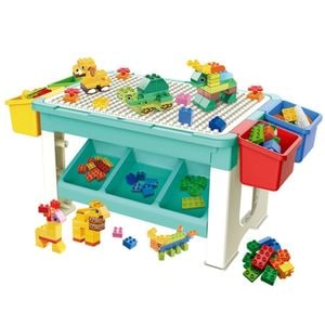 Masa cu blocuri de constructie PROCART, 69 piese, 4 cutii depozitare, joc educational