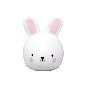 Lampa de veghe Reer Touch Light Bunny, 2 in 1, cu veioza cu touch, prindere perete, cu led, lumina reglabila si oprire cronometrata, Alb/Roz