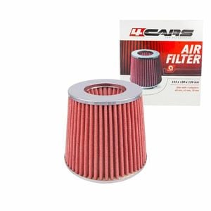 Filtru aer conic sport 4Cars, pentru vehicule cu motor puternic, crom-rosu
