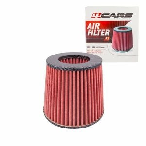 Filtru aer conic sport 4Cars, pentru vehicule cu motor puternic, carbon-rosu