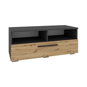 Comoda TV haaus, Kos, O Usa, 2 Polite, Antracit/Stejar Artisan, 95 x 40 x 39 cm