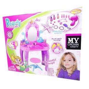 Set masuta infrumusetare SALAMANDRA KIDS, cu oglinda, uscator de par, accesorii si scaunel