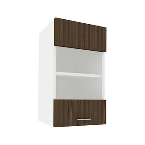 Corp superior haaus, Karo, O Usa, cu sticla, stejar bronz/Alb, 40 x 30 x 60 cm
