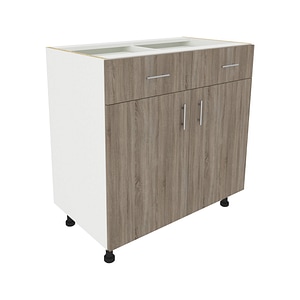 Corp baza haaus, Karo, 2 sertare, 2 Usi, stejar sonoma Inchis/Alb, 80 x 50 x 80 cm
