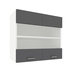 Corp superior haaus, Karo, 2 Usi, cu sticla, Antracit/Alb, 80 x 30 x 60 cm