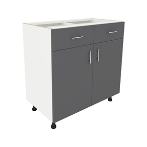 Corp baza haaus, Karo, 2 sertare, 2 Usi, Antracit/Alb, 80 x 50 x 80 cm