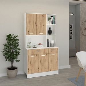 Bufet haaus, Hugo, stejar Artisan/Alb, 100 x 44 x 188 cm