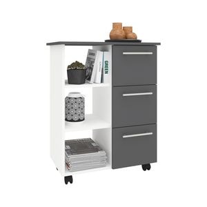 Corp mobil haaus, Loma, 3 sertare, 3 Rafturi, Antracit/Alb, 64 x 35 x 85 cm