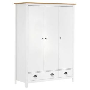 Sifonier cu 3 usi Hill VIDAXL, alb, 127x50x170 cm, lemn masiv de pin