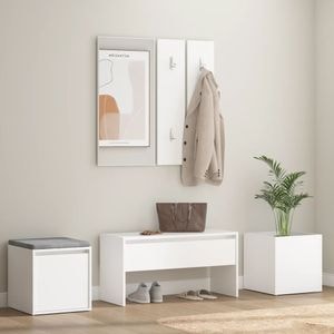 Set de mobilier pentru hol VIDAXL, alb, lemn prelucrat