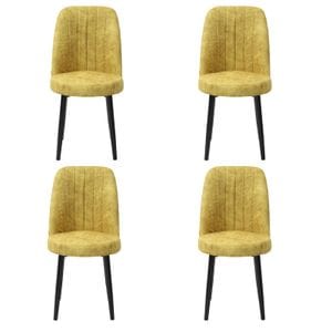 Set 4 Scaune Cronos Galben Picior Negru