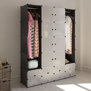 Dulap modular cu 18 compartimente VIDAXL, alb/negru 37x146x180,5 cm