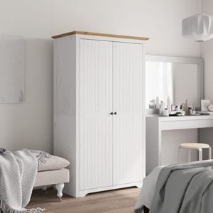 Sifonier VIDAXL BODO, alb & maro, 101x52x176,5 cm, lemn masiv de pin