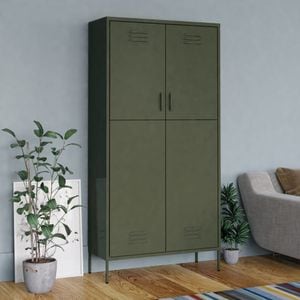 Sifonier VIDAXL, verde maslniu, 90x50x180 cm, otel