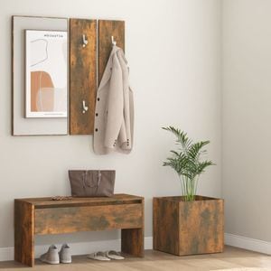 Set de mobilier pentru hol VIDAXL, stejar fumuriu, lemn prelucrat