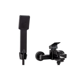 Baterie cada TRENDY'S, pipa fixa, montare pe perete, negru mat