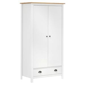 Sifonier cu 2 usi Hill VIDAXL, alb, 89x50x170 cm, lemn masiv de pin