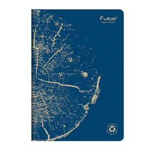 Caiet capsat A4 Clairefontaine, Forever, 48 file, dictando hartie reciclata, albastru cobalt
