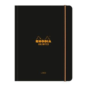 Caiet cu elastic A5+ Rhodia, Unlimited, 60 file, dictando, negru