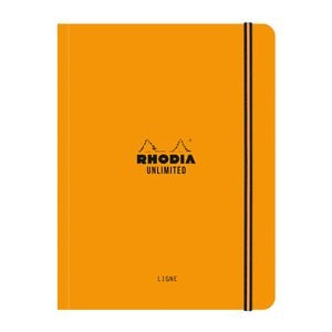 Caiet cu elastic A5+ Rhodia, Unlimited, 60 file, dictando, portocaliu