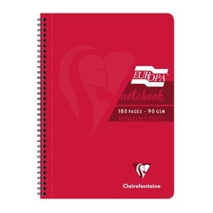 Caiet cu spira A4 Clairefontaine, EuropaGlossy, 90 file, dictando, rosu