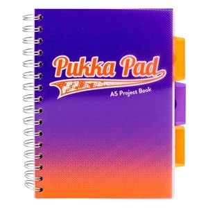 Caiet cu spirala Pukka Pad, Project Book Fusion, Cu separatoare, A5, 200 pagini, matematica, mov
