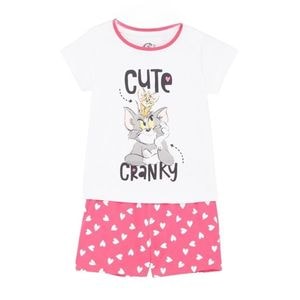 Pijamale copii cu maneca scurta, 100% bumbac, multicolor, marimea 116, Love, Tom and Jerry