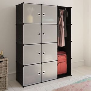 Dulap modular cu 9 compartimente VIDAXL, 37x115x150 cm, negru si alb 