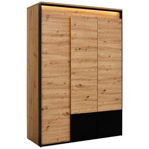 Dulap cu usi rotative, Voleo, Negru/Maro, Material Lemn