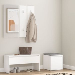 Set de mobilier pentru hol, alb, lemn prelucrat