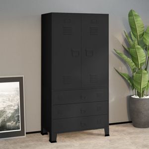 Sifonier industrial, negru, 90x50x180 cm, metal