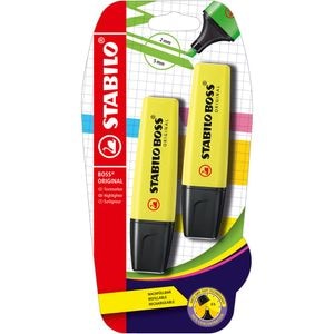 Textmarker Stabilo Boss Original, 2 bucati/blister, galben