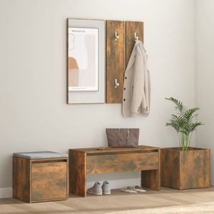 Set de mobilier pentru hol VIDAXL, stejar fumuriu, lemn prelucrat
