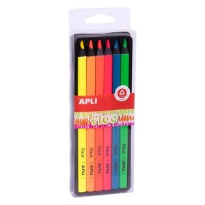Set creioane colorate Apli Jumbo Fluo, 6 buc