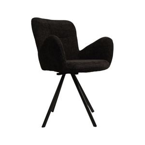 Scaun dining Hectarul, textil, cadru metalic, picioare rotative, 58x81x55 cm, maro